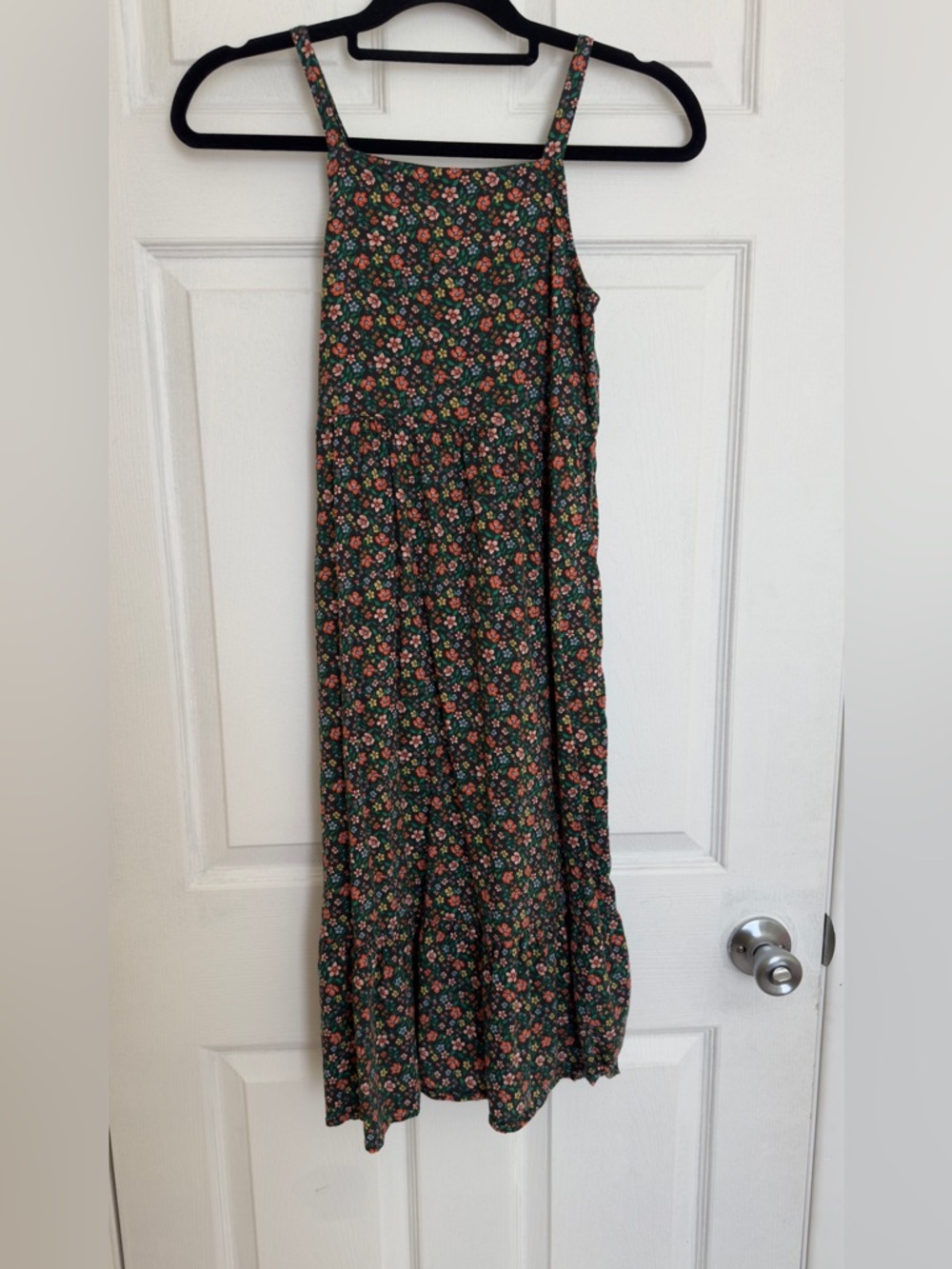 Old Navy Green Floral Maxi Skirt with Pink & Orange Flowers